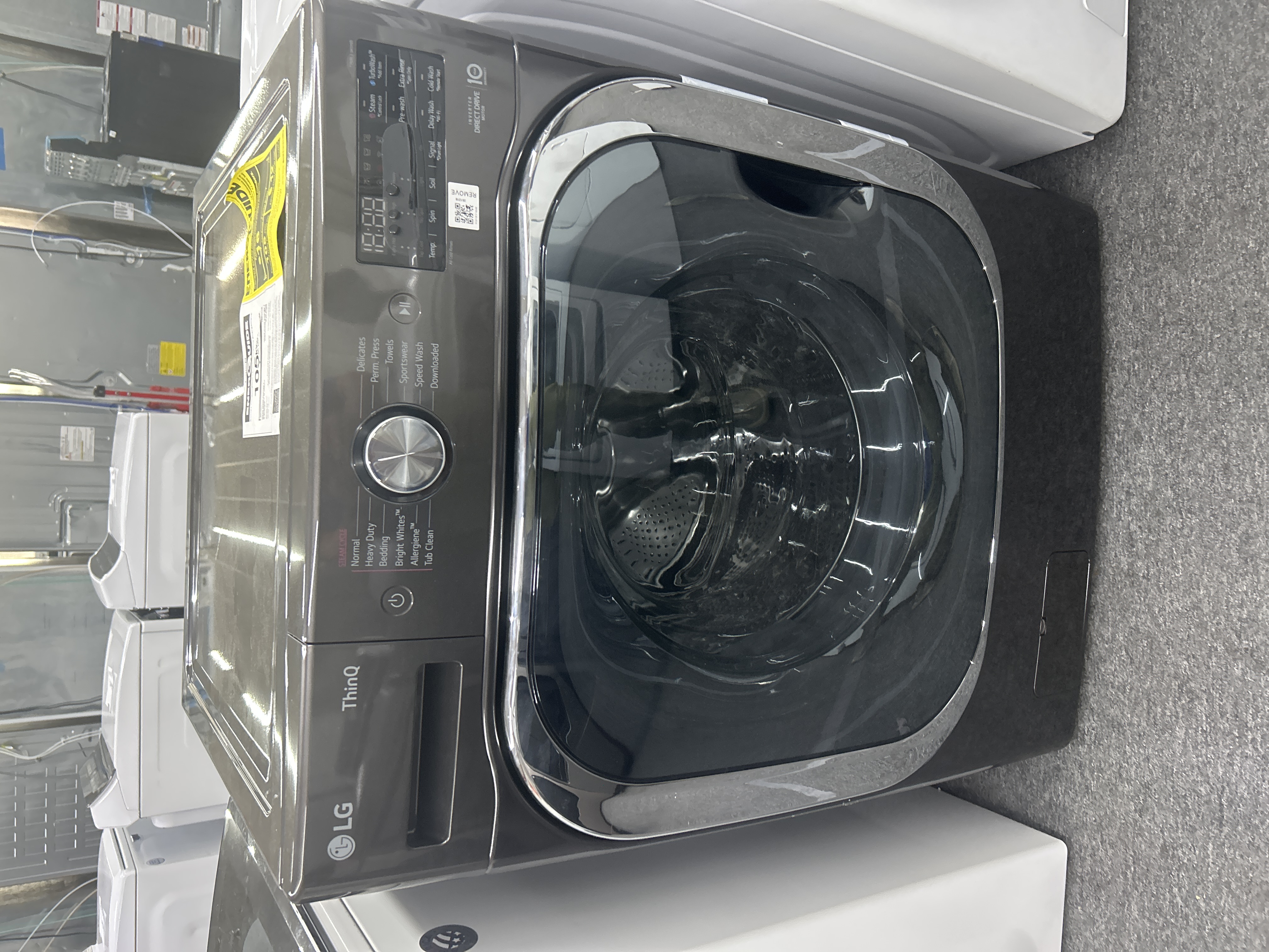 LG 5.2 cu ft Smart Front Load Washer Black Steel